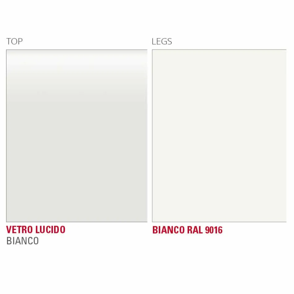 Mesa de comedor en vidrio blanco y metal pintado Made in Italy - Broche viadurini