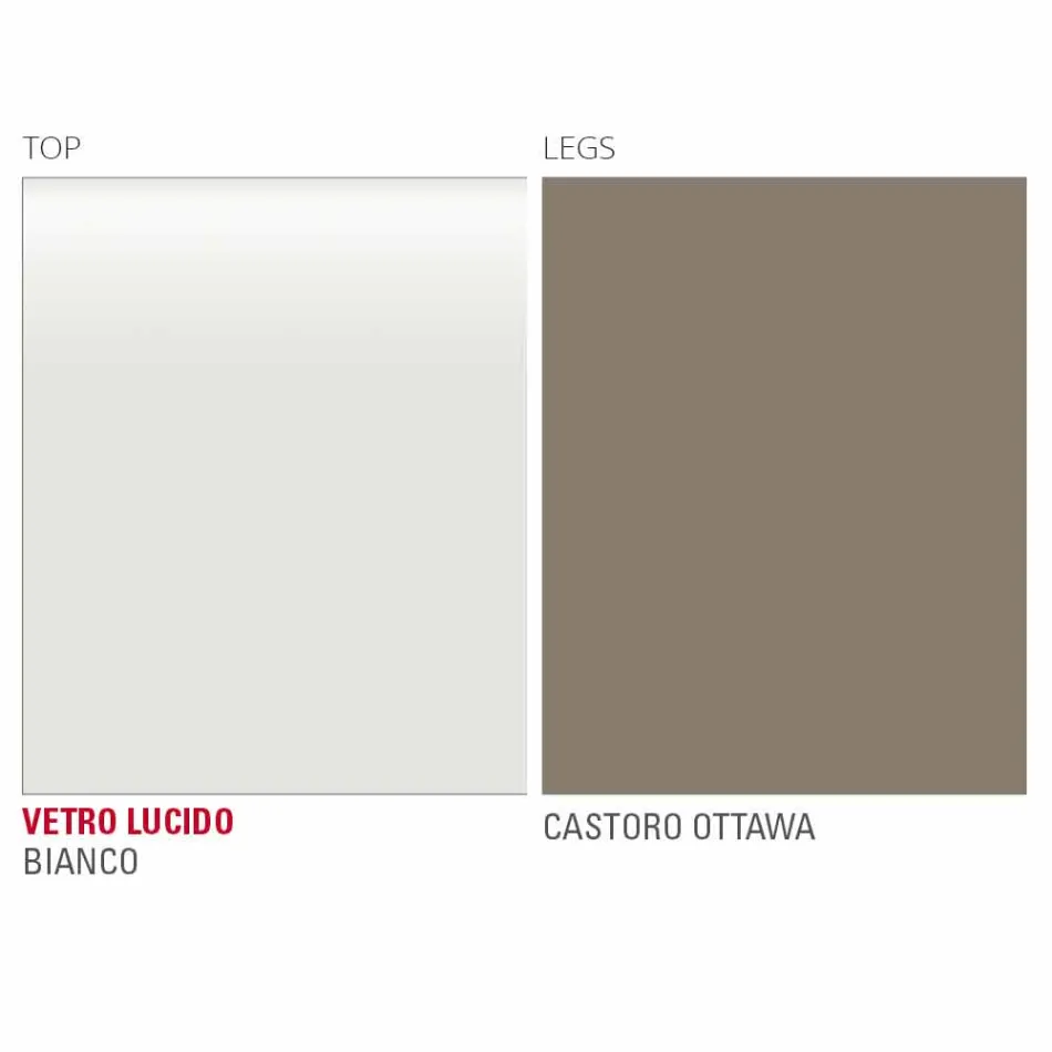 Mesa de comedor en vidrio blanco y metal pintado Made in Italy - Broche viadurini