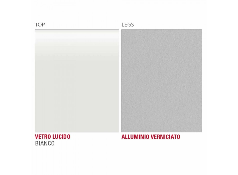 Mesa de comedor en vidrio blanco y metal pintado Made in Italy - Broche viadurini