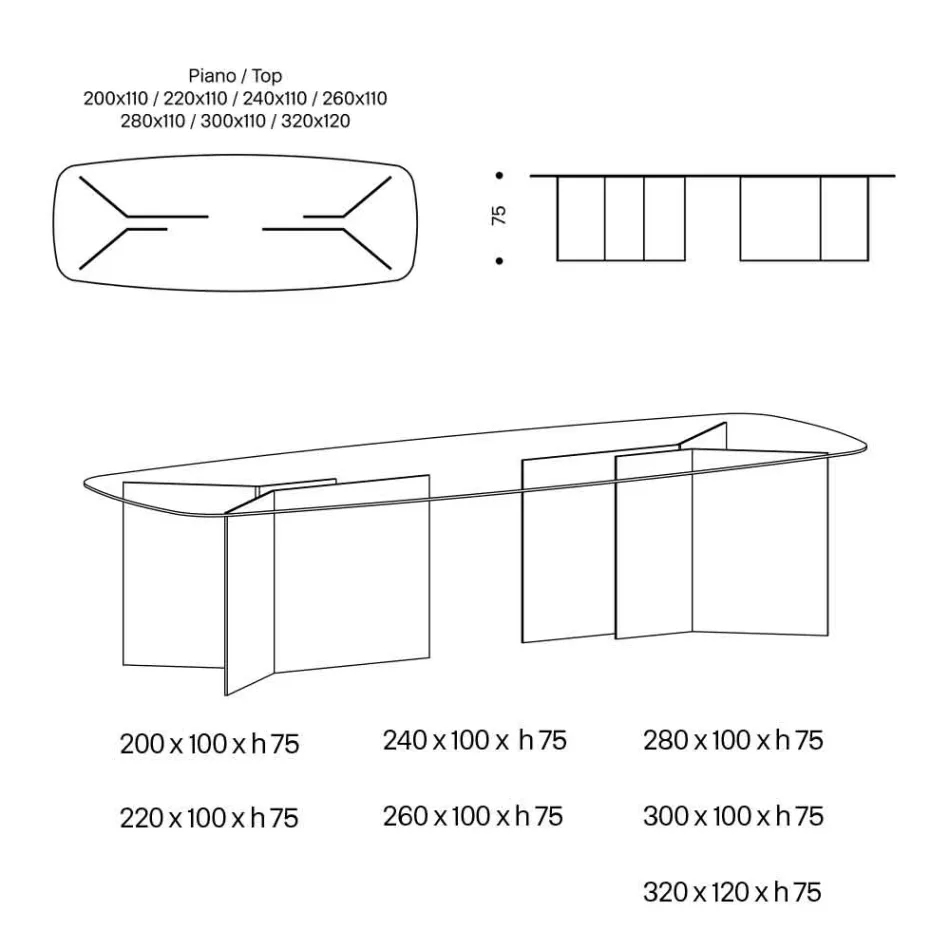 Mesa de comedor de vidrio con tapa rectangular Made in Italy - Charles viadurini