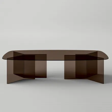 Mesa de comedor de vidrio con tapa rectangular Made in Italy - Charles viadurini