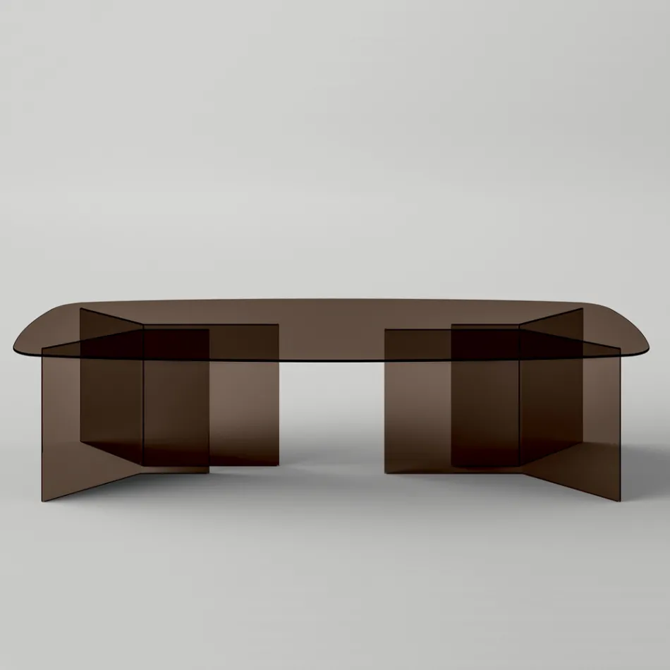 Mesa de comedor de vidrio con tapa rectangular Made in Italy - Charles viadurini