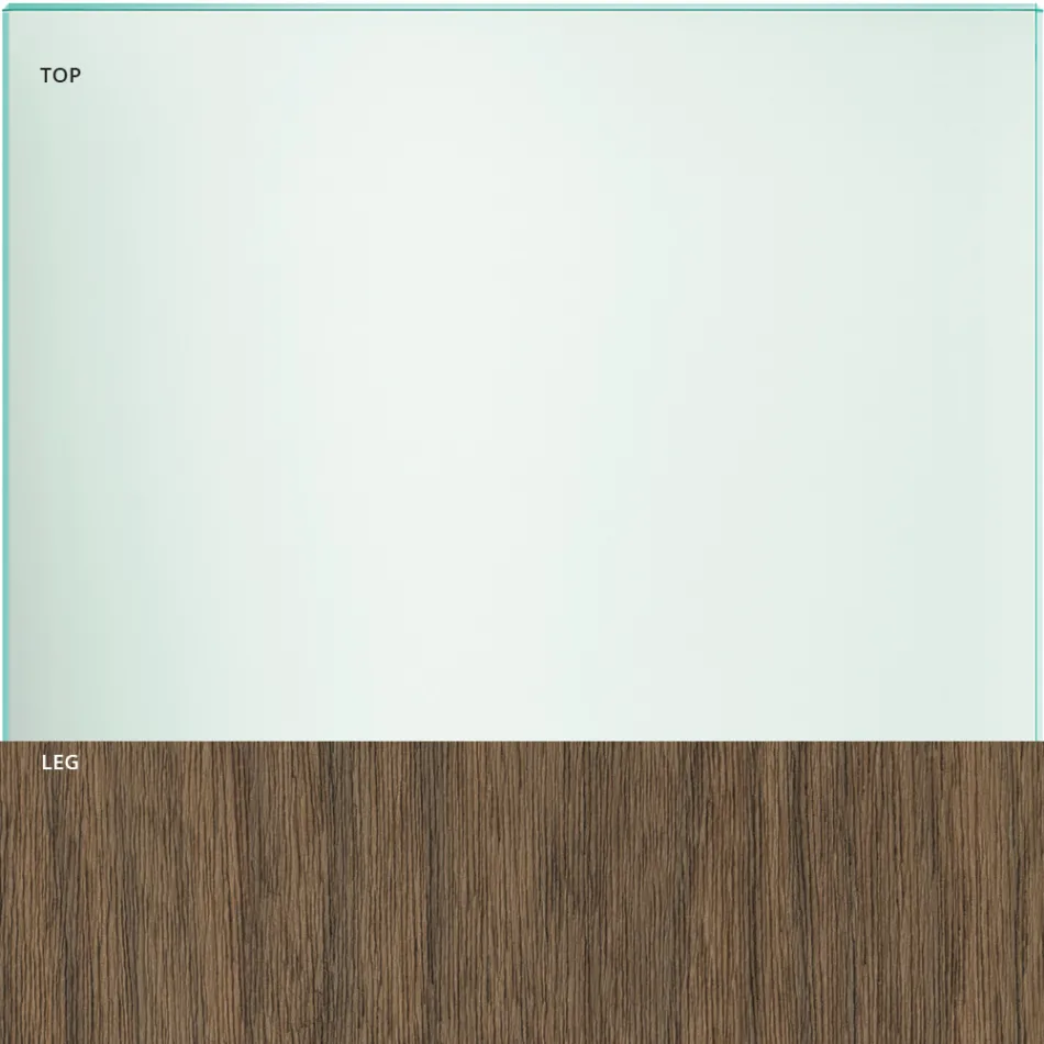 Mesa de Comedor en Vidrio y Patas en Roble o Nogal Canaletto - Aschio viadurini