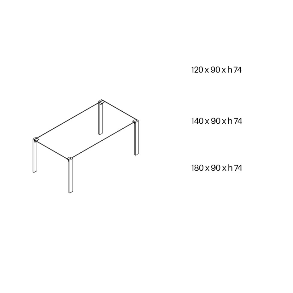 Mesa de Comedor en Vidrio y Patas en Roble o Nogal Canaletto - Aschio viadurini