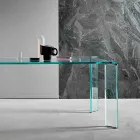 Mesa de comedor en cristal extraclaro diseño de lujo 4 dimensiones - Kuduro viadurini