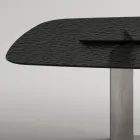 Mesa de comedor de diseño Made in Italy en vidrio fusionado en color bronce o ahumado - Moro viadurini