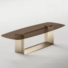 Mesa de comedor de diseño Made in Italy en vidrio fusionado en bronce o ahumado - Moro viadurini