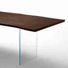 Moderna mesa de comedor de madera 100x200cm con las piernas de vidrio flora viadurini