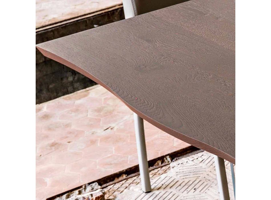 Moderna mesa de comedor de madera 100x200cm con las piernas de vidrio flora viadurini