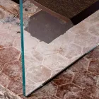 Moderna mesa de comedor de madera 100x200cm con las piernas de vidrio flora viadurini