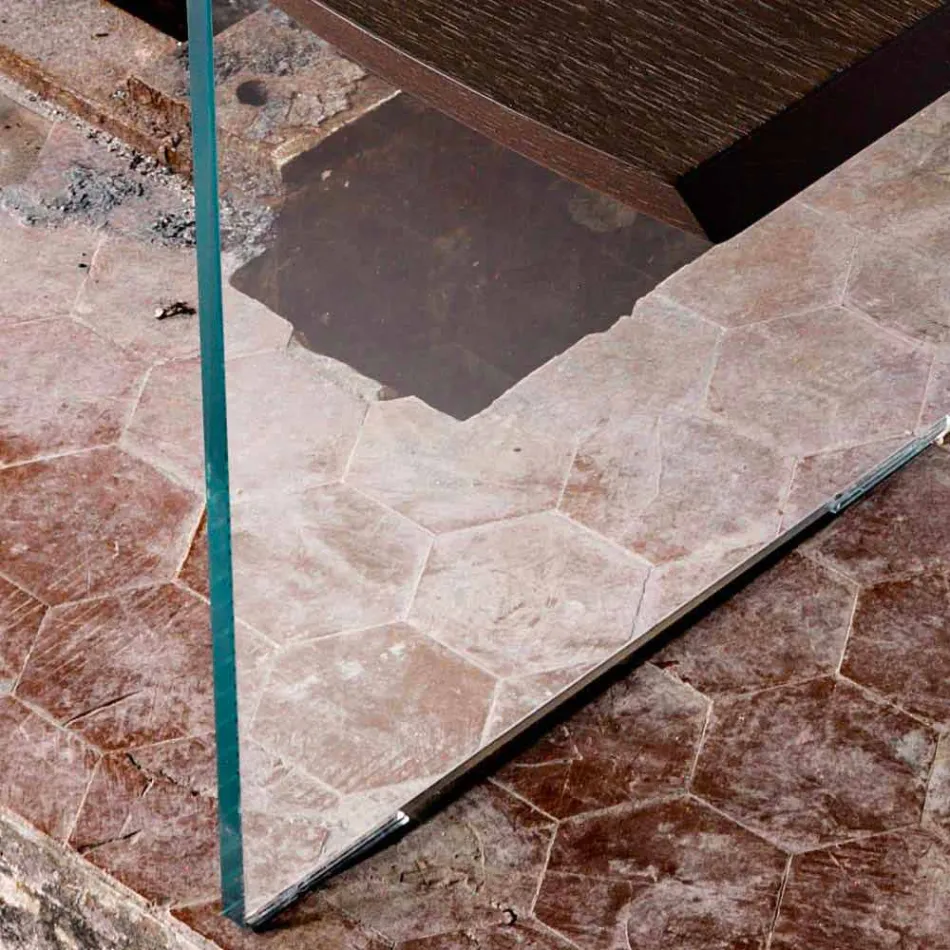 Moderna mesa de comedor de madera 100x200cm con las piernas de vidrio flora viadurini