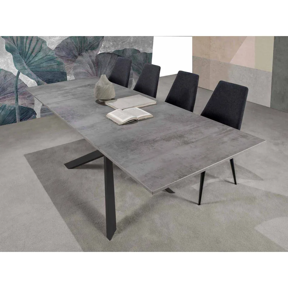 Mesa de comedor extensible y moderna, piso laminado - Marliana viadurini
