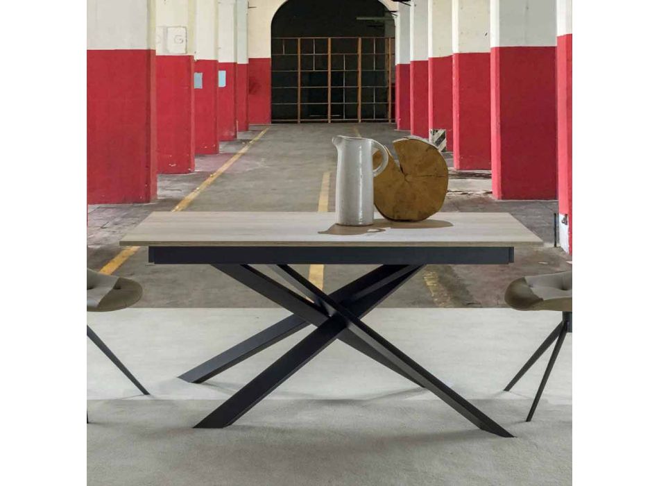 Mesa de comedor extensible y moderna, piso laminado - Marliana viadurini
