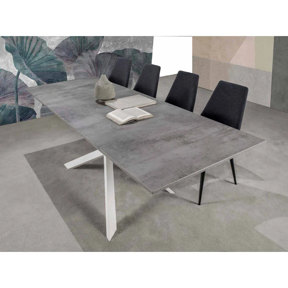 Mesa de comedor extensible y moderna, piso laminado - Marliana viadurini