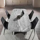 Mesa de comedor moderna con tapa de gres porcelánico - Meduno viadurini