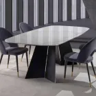 Mesa de comedor moderna con tapa de gres porcelánico - Meduno viadurini