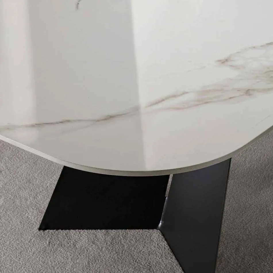 Mesa de comedor moderna con tapa de gres porcelánico - Meduno viadurini