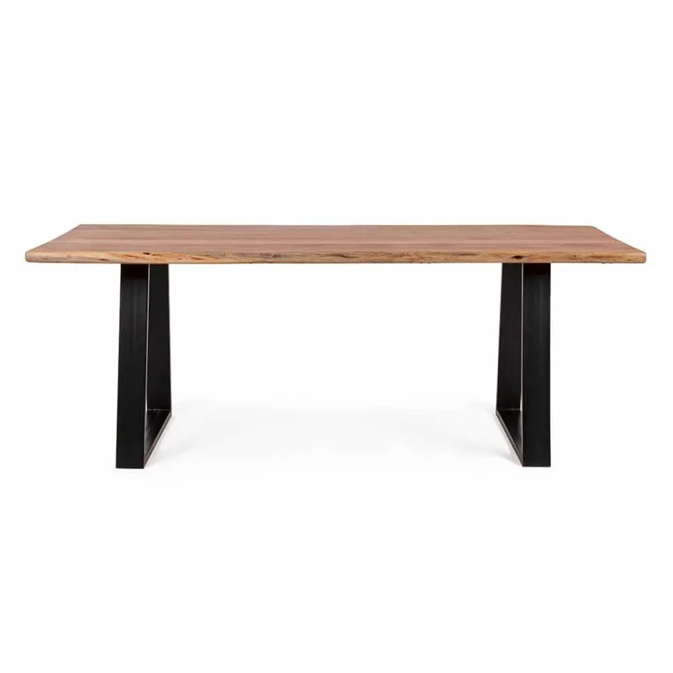 Mesa de comedor moderna Homemotion con tablero de madera de acacia - Vermont viadurini