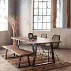 Mesa de comedor moderna Homemotion con tablero de madera de acacia - Vermont viadurini