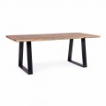Mesa de comedor industrial Homemotion con tablero de madera de acacia - Vermont