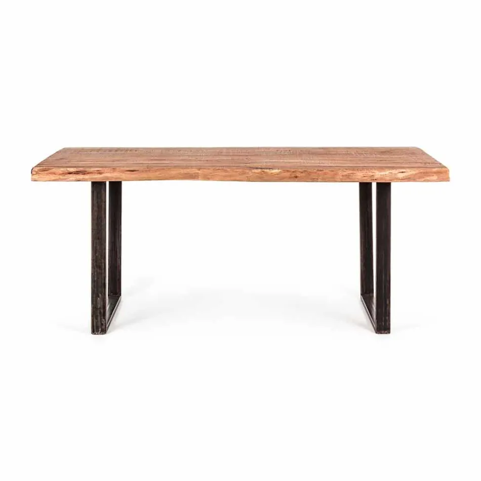 Mesa de comedor moderna en madera de acacia y acero Homemotion - Bingo viadurini