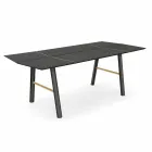 Mesa de comedor moderna de madera de fresno con detalles negros o dorados - Andria viadurini
