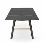 Mesa de comedor moderna de madera de fresno con detalles negros o dorados - Andria viadurini