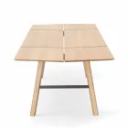 Mesa de comedor moderna de madera de fresno con detalles negros o dorados - Andria viadurini