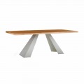 Mesa de comedor en madera y metal blanco, alta calidad Made in Italy - Miuca