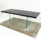 Mesa de comedor moderna en madera chapada y vidrio Made in Italy - Strappo viadurini