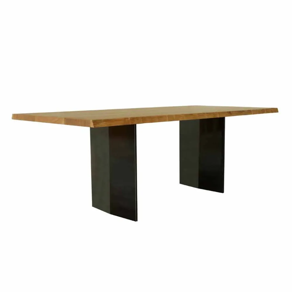 Mesa de comedor moderna de roble hecha en Italia 200x100cm Paul viadurini
