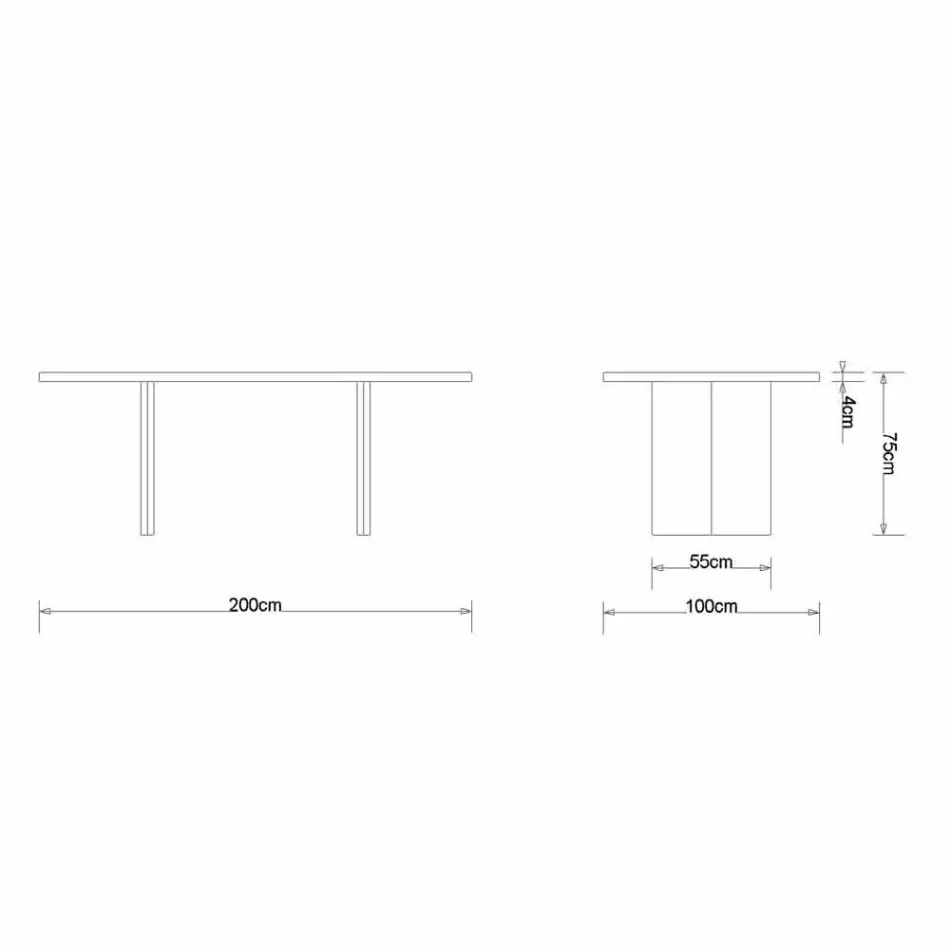 Mesa de comedor moderna de roble hecha en Italia 200x100cm Paul viadurini