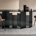 Mesa de comedor moderna en vidrio extralight o ahumado Made in Italy - Random viadurini