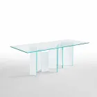 Mesa de comedor moderna en vidrio extralight o ahumado Made in Italy - Random viadurini