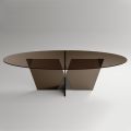 Mesa de comedor ovalada con tapa y base de vidrio Made in Italy - Tiseo