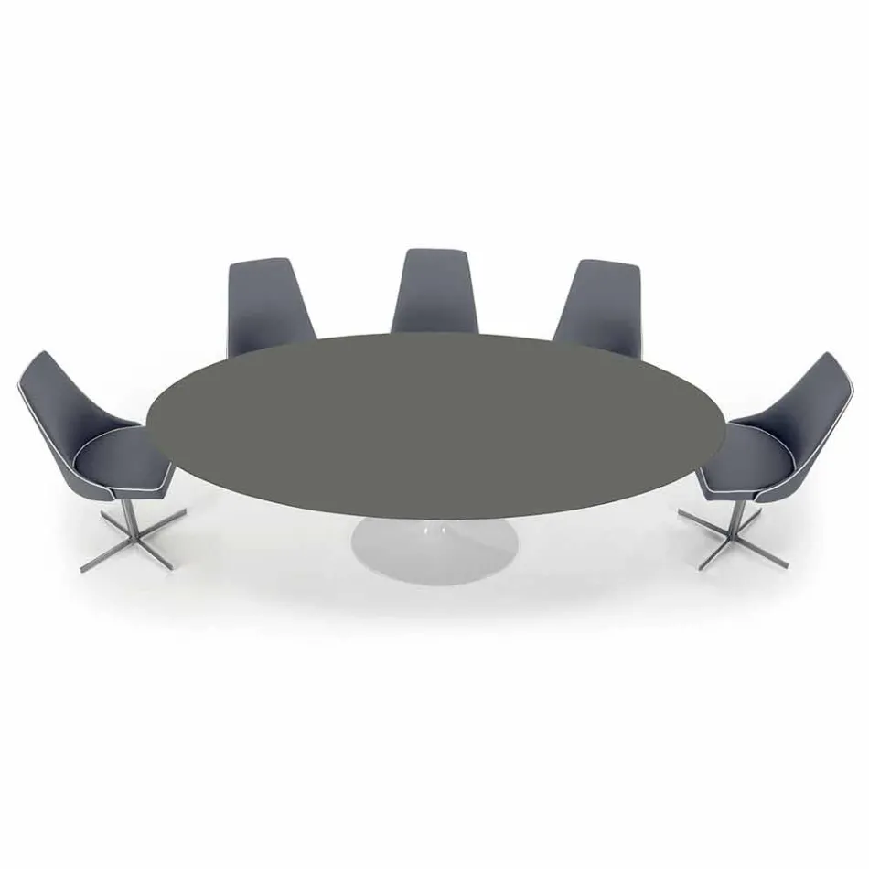 Mesa de comedor ovalada con tapa Fenix de lujo Made in Italy - Dólares viadurini