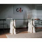 Petra ovalada mesa de comedor y cristal de diseño moderno Daiana viadurini