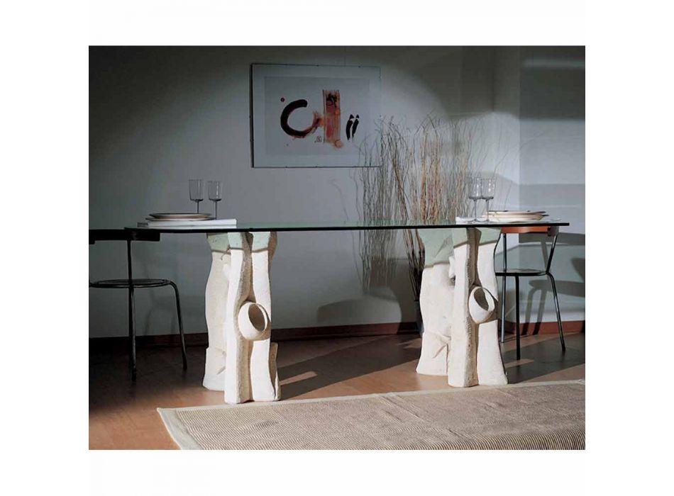 Petra ovalada mesa de comedor y cristal de diseño moderno Daiana viadurini
