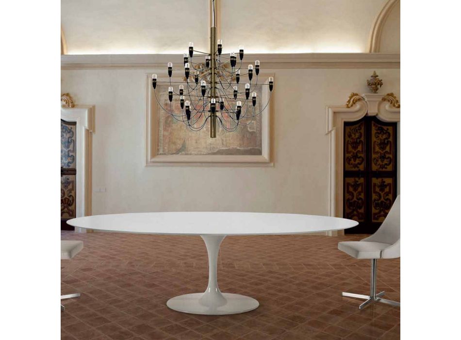 Mesa de comedor ovalada en laminado y aluminio Made in Italy, Precious - Dollars viadurini