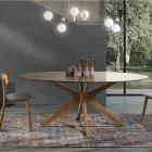 Mesa de comedor ovalada en MDF con estructura de madera maciza - Fulmine viadurini