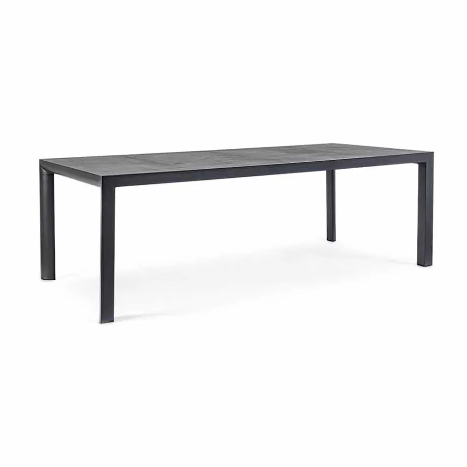 Mesa de comedor para exteriores en cerámica y aluminio, Homemotion - Salem viadurini