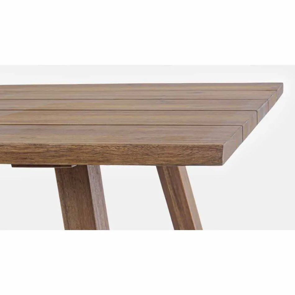 Mesa de comedor al aire libre en acabado de aceite de madera de acacia - Leonard viadurini
