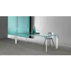 Mesa de comedor de vidrio y base de madera maciza Made in Italy - Presino viadurini