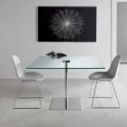 Mesa de comedor cuadrada en vidrio extraligero y metal Made in Italy - Dolce viadurini