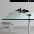 Mesa de comedor cuadrada en vidrio extraligero y metal Made in Italy - Dolce viadurini