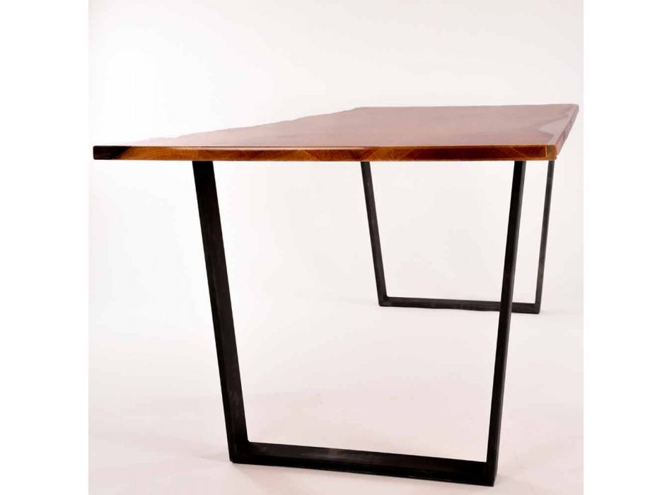 Mesa de comedor de diseño rectangular de madera hecha en Italia Rino viadurini