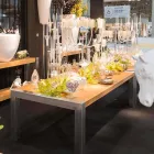 mesa de comedor rectangular en estafas de roble y acero inoxidable viadurini