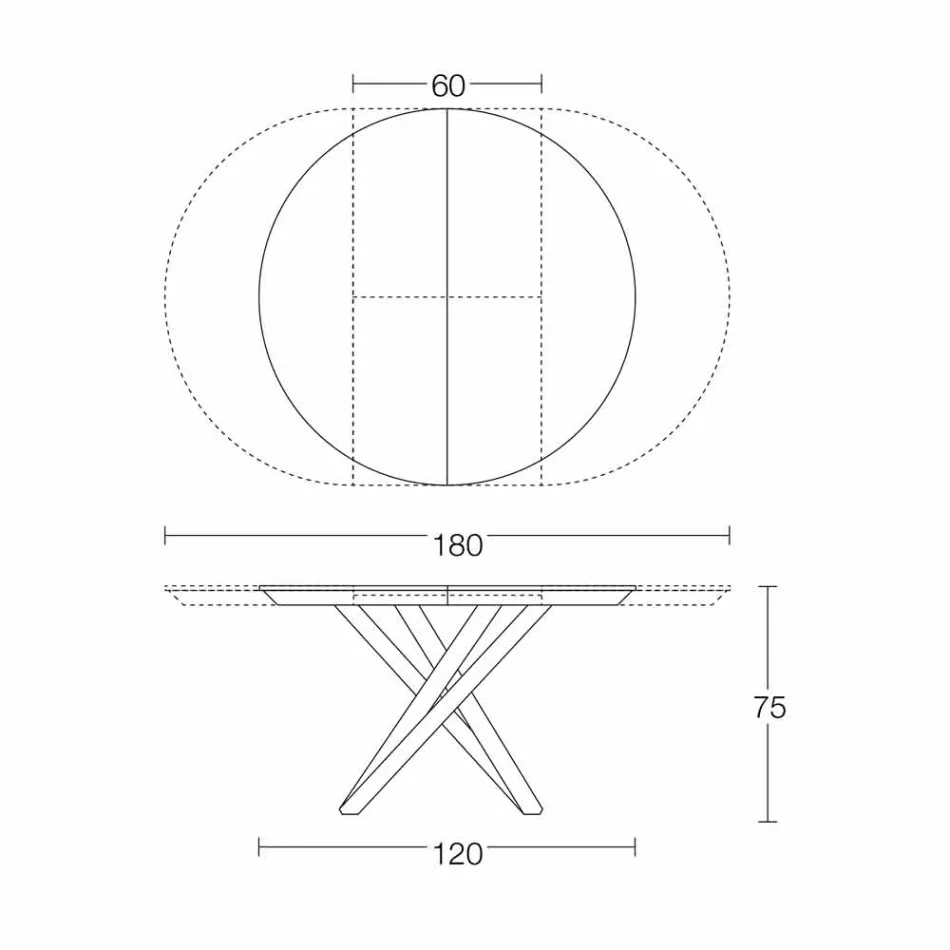 Mesa de comedor extensible redonda con tapa de madera Made in Italy - Crodino viadurini