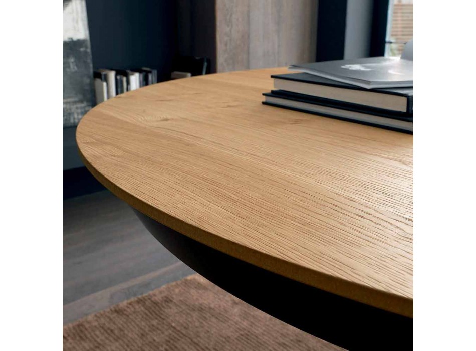 Mesa de comedor extensible redonda con tapa de madera Made in Italy - Crodino viadurini