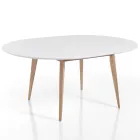 Mesa de comedor redonda extensible hasta 160 cm en mdf y madera - Ciacco viadurini